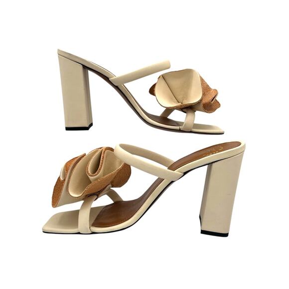 ATP Atelier Rosa Leather Flower Mule Heel 38 Italy Sculptural Chic - Picture 2 of 7